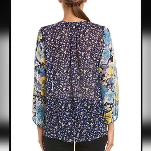 Joie Thistle silk Bohemian floral top in blue size small - Picture 4 of 5